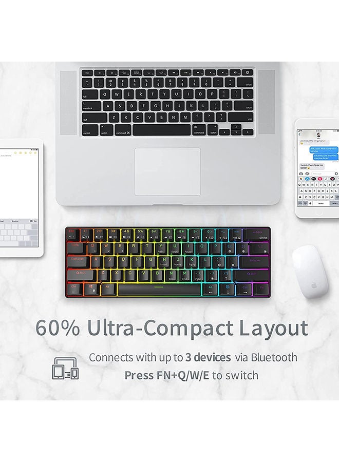 Royal Kludge - RK61 Three Mode 2.4Ghz Wireless/Bluetooth/Wired 60% Mechanical Keyboard, 61 Keys RGB Brown Switch Gaming Keyboard With Software For Win/Mac Black - Image 1