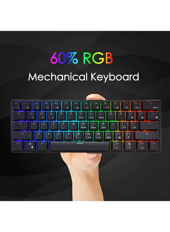 Royal Kludge - RK61 Three Mode 2.4Ghz Wireless/Bluetooth/Wired 60% Mechanical Keyboard, 61 Keys RGB Brown Switch Gaming Keyboard With Software For Win/Mac Black - Image 1
