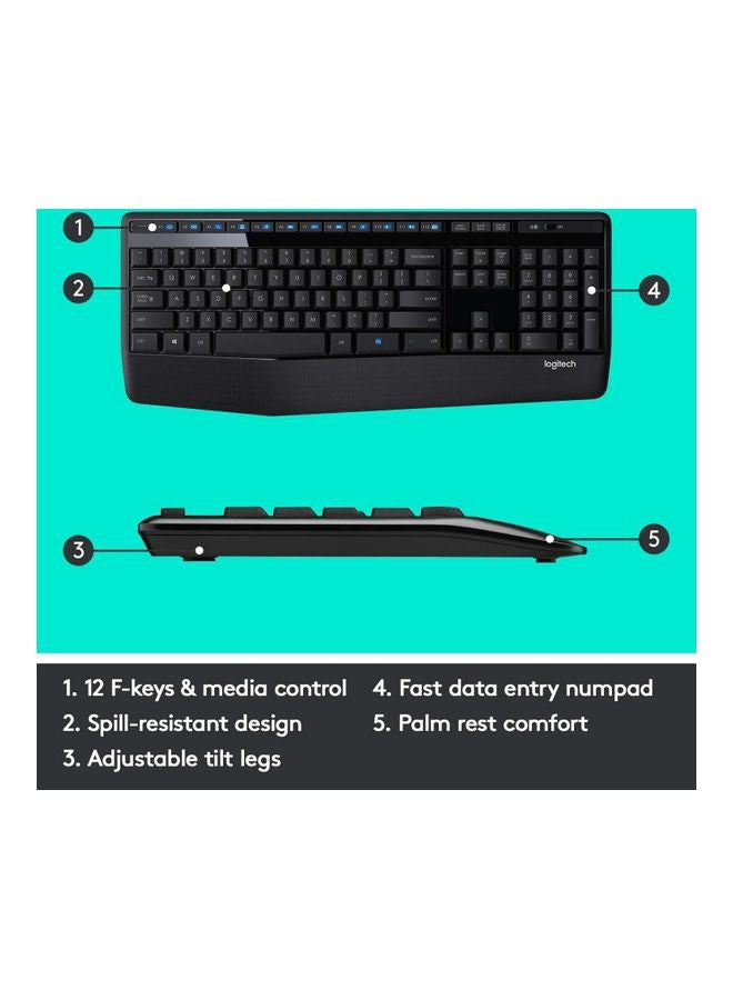 Logitech - MK345 Wireless Keyboard And Mouse Arabic 920-010068 Black - Image 1