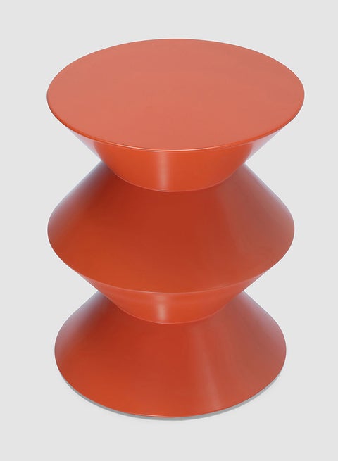 Side Table - Modern Lacquered Wood - Used Next To Sofa As Coffee Corner Red Dia 380x590mm
