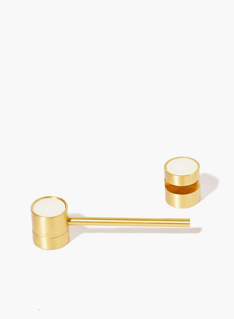 Amal - Nordic Style Cabinet Drawer Pulls Knob Latch White Shellfish/Brass 84 x 26 x 28mm - Image 1