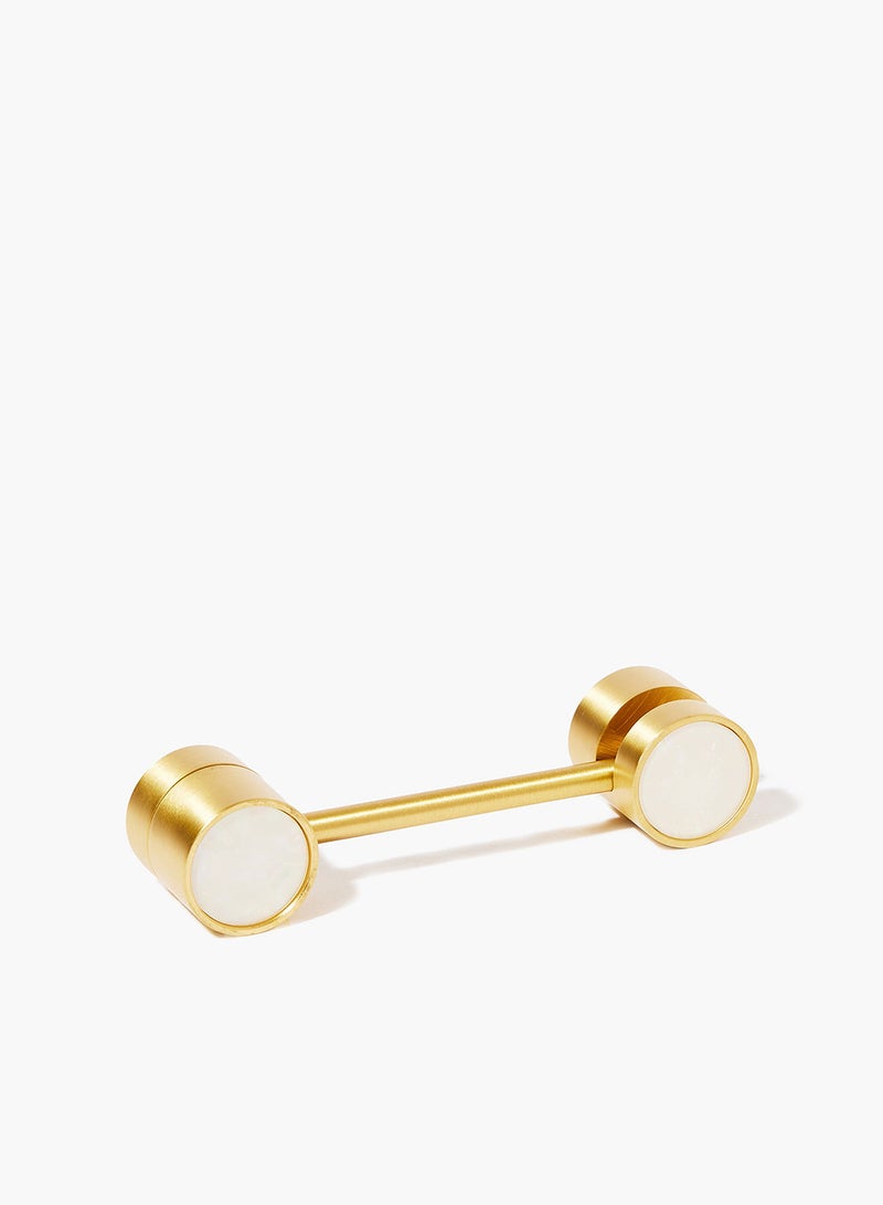Amal - Nordic Style Cabinet Drawer Pulls Knob Latch White Shellfish/Brass 84 x 26 x 28mm - Image 1