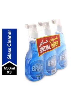 3-Piece Glass Cleaners With Ammonia 650ml