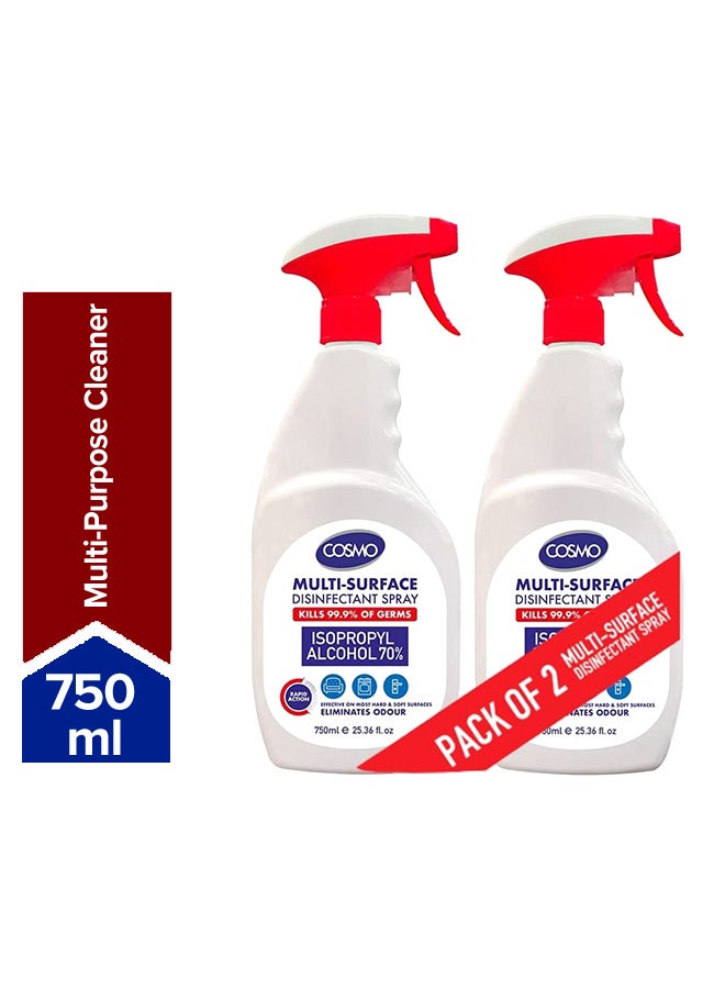 COSMO Pack Of 2 Multi Surface Disinfectant Spray 750ml - Image 1
