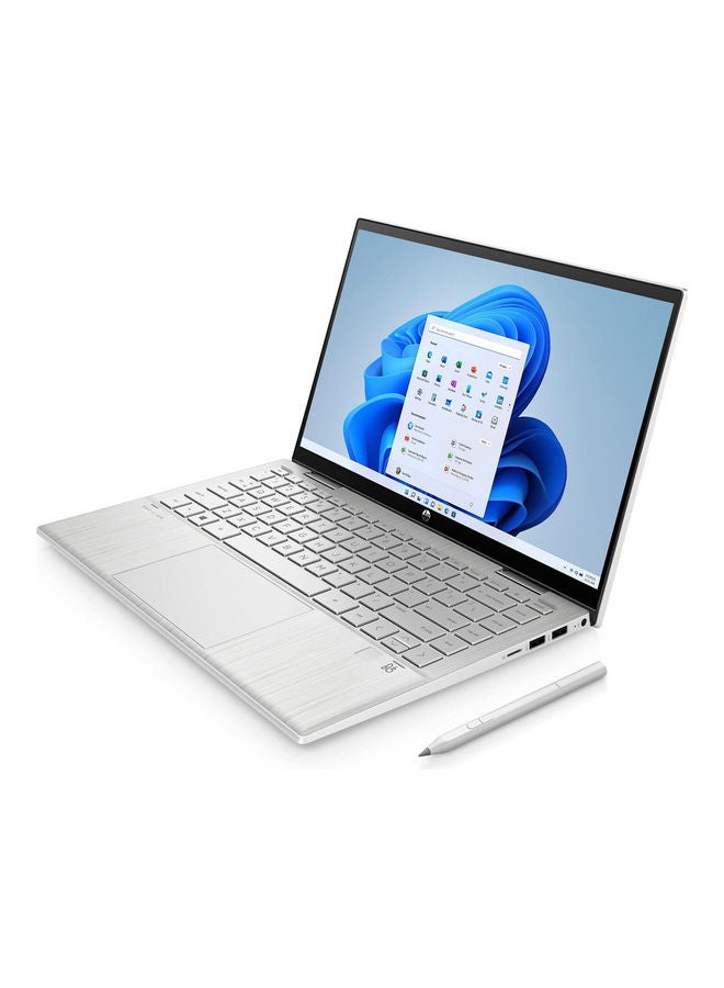 Pavilion x360 2-In-1 Convertible Laptop With 14-Inch Touch Screen Display, Core i7 Processor/16GB RAM/512GB SSD//Windows 11/4GB Intel Iris Xe Graphic Card English/Arabic Natural Silver