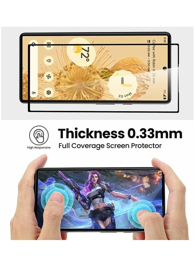 مارجون لاصقة حماية للشاشة مقاومة للخدوش من الزجاج المقوى بدرجة صلابة 9H وتصميم منحنٍ شفاف بدقة عالية الوضوح وتغطية كاملة من الحافة إلى الحافة، ومتوافقة مع غطاء الحماية بمقاس 6.4 بوصة لهاتف جوجل بيكسل 6 شفاف - Image 3