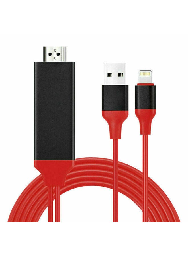 MARGOUN - Lightning To HDTV HDMI Adapter Cable For Apple iPhone 11 Pro Red - Image 1