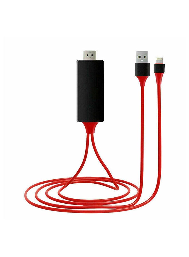 MARGOUN - Lightning To HDTV HDMI Adapter Cable For Apple iPhone 11 Pro Red - Image 1