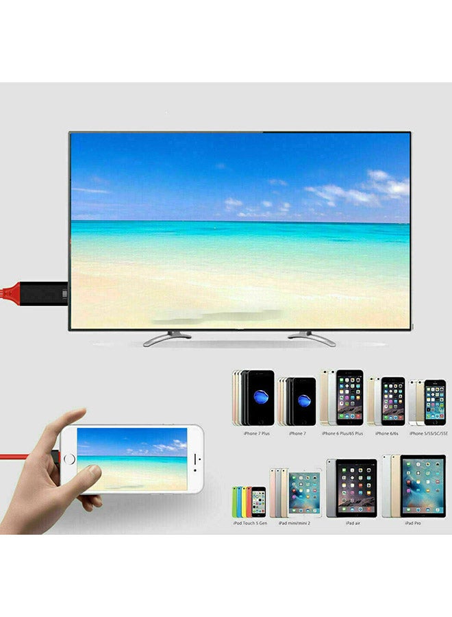 MARGOUN - Lightning To HDTV HDMI Adapter Cable For Apple iPhone 11 Pro Red - Image 1