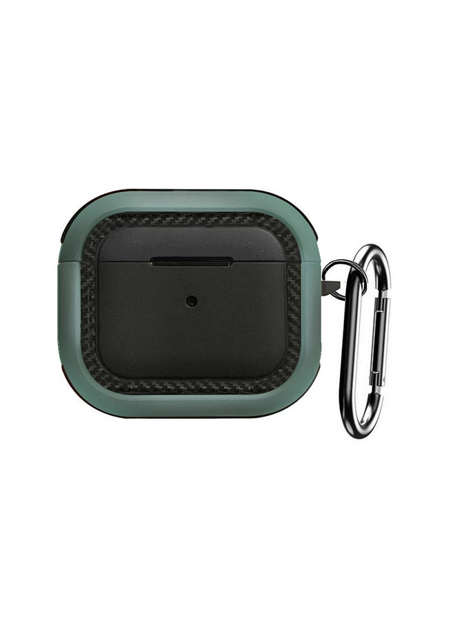 MARGOUN - Shockproof Case Armor Rugged Cover With Keychain For Apple AirPods 3 (3rd Generation) Pine Green/Black - Image 1