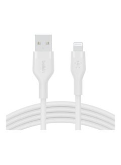 بيلكين Boost Charge Flex USB-A Silicone Cable With Lightning Connector, 1M White  - Image 3