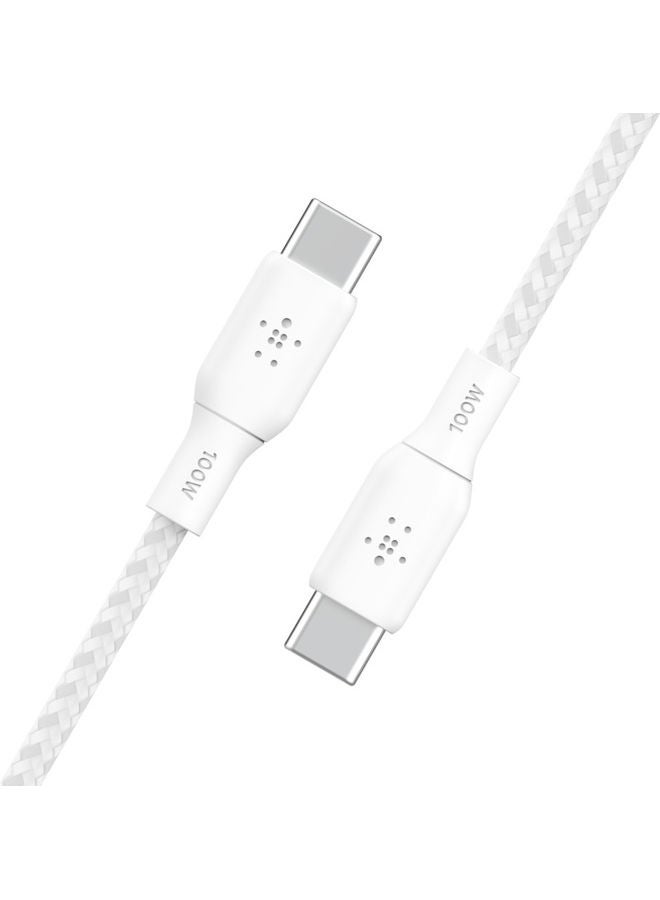 belkin USB Type C To C type Cable 100W Power Delivery USB IF Certified 2.0 USB C Cable Charger With Double Braided Nylon Exterior For iPhone 15 iPad MacBook Samsung Galaxy Pixel And More   3 m black White  - Image 4