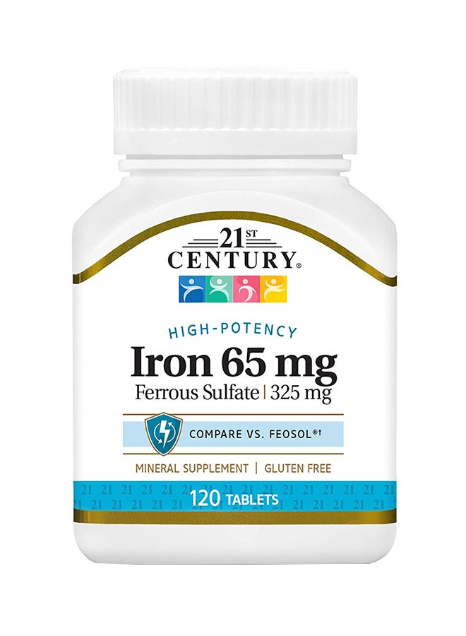 21st CENTURY - Iron 65 mg Ferrous Sulfate 325 mg - 120 Tablets - Image 1