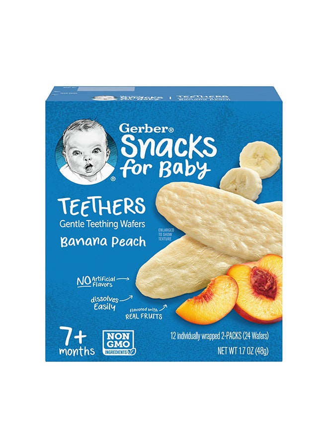 Gerber Banana Peach Gentle Teething Wafers 48grams - Image 1