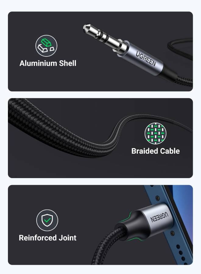 Ugreen - Lightning to 3.5 mm Cable 1M Apple Mfi Certified 3.5 mm Headphone Jack Adapter Male Aux Stereo Audio Cable Compatible with iPhone SE 3,iPhone 13 Pro/13 Pro Max/13/13 mini Black - Image 1