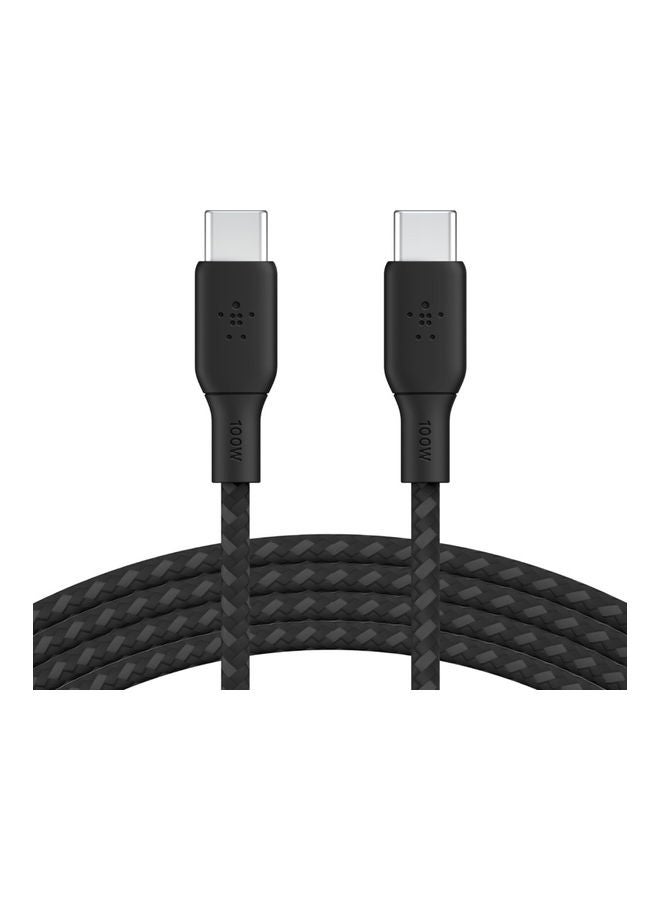 belkin USB Type C To C type Cable 100W Power Delivery USB IF Certified 2.0 USB C Cable Charger With Double Braided Nylon Exterior For iPhone 15 iPad MacBook Samsung Galaxy Pixel And More   3 m black Black  - Image 2