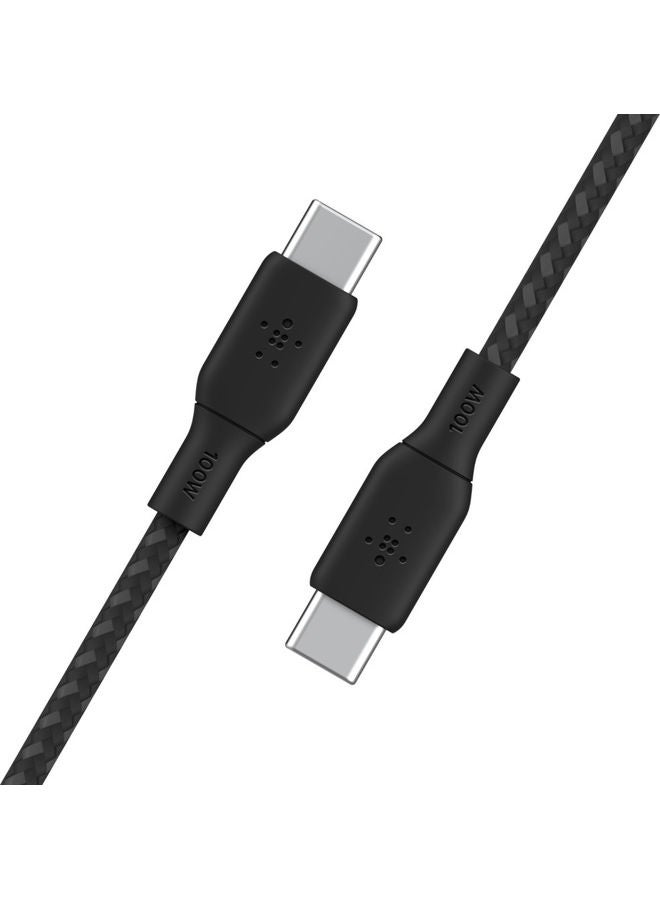 belkin USB Type C To C type Cable 100W Power Delivery USB IF Certified 2.0 USB C Cable Charger With Double Braided Nylon Exterior For iPhone 15 iPad MacBook Samsung Galaxy Pixel And More   3 m black Black  - Image 3