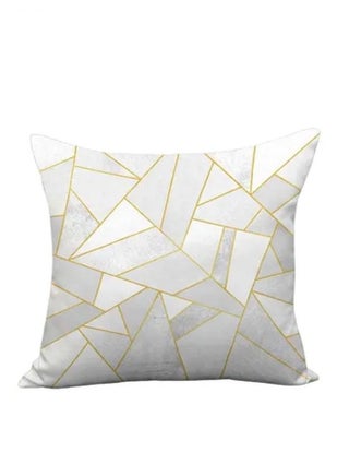 Striped Printed Quilted Soft Fabric Cushion Cover White/Gold 45 x 45cm - v1660740239/N23114578A_1