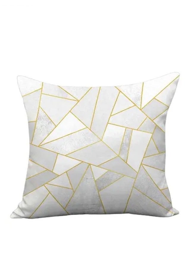 Sharpdo Striped Printed Quilted Soft Fabric Cushion Cover White/Gold 45 x 45cm  - Image 1