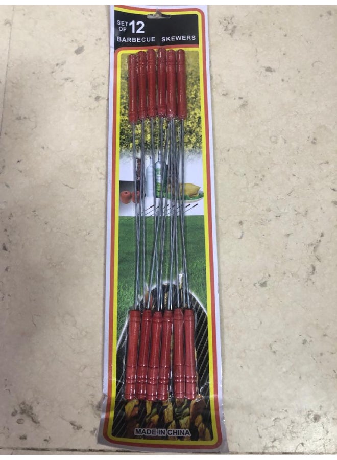 12 Pcs Stainless Steel Barbecue Skewers Multicolour 30cm - Image 3