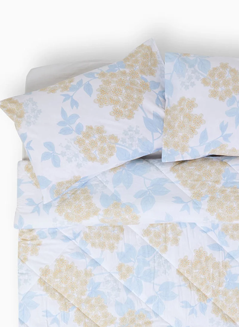 Noon East Comforter Set With Pillow Cover 50X75 Cm, Comforter 160X220 Cm - For Queen Size Mattress - 100% Cotton Cordelia Percale - Sleep Well Lightweight And Warm Bed Linen White/Blue