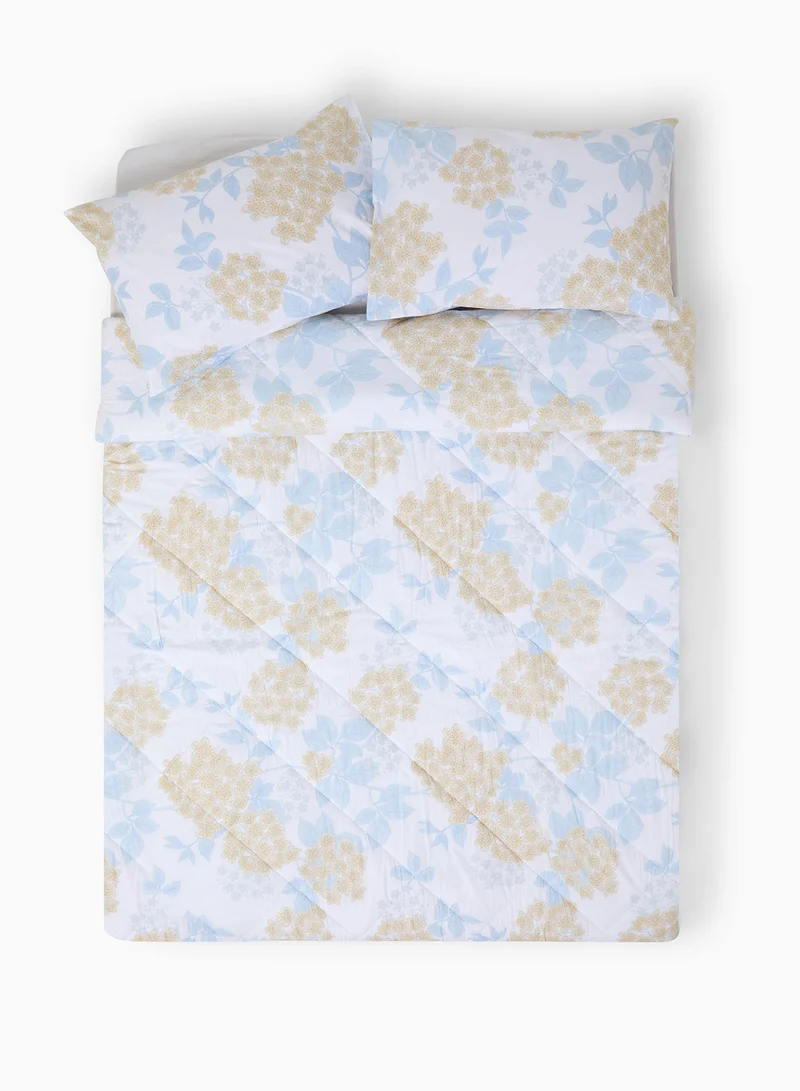 Noon East Comforter Set With Pillow Cover - For King/Super King Size Mattress - 100% Cotton Cordelia Percale - Sleep Well Lightweight And Warm Bed Linen - White/Light Blue 3.0meter