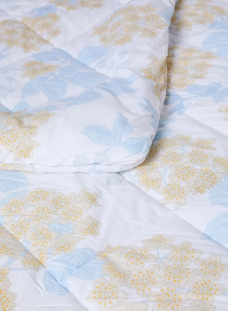 Noon East Comforter Set With Pillow Cover - For King/Super King Size Mattress - 100% Cotton Cordelia Percale - Sleep Well Lightweight And Warm Bed Linen - White/Light Blue 3.0meter