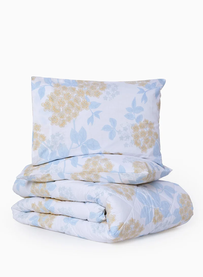 ايست من نون Duvet Cover Set - With 1 Duvet Cover 160X200 Cm And 2 Pillow Cover 50X75 Cm - For Double Size Mattress - 100% Cotton Cordelia Percale - 180 Thread Count Cordelia Blue