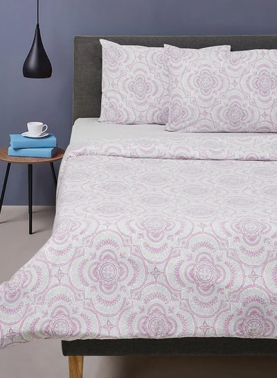 ايست من نون Duvet Cover Set - With 1 Duvet Cover 200X200 Cm And 2 Pillow Cover 50X75 Cm - For Queen Size Mattress - 100% Cotton Morgan Percale - 180 Thread Count Lavendar