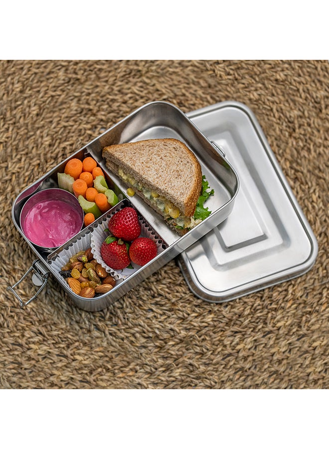 Bamboo Bark 3 Compartment Stainless Steel Lunch Box  - Image 4