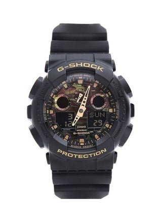 ساعة يد رقمية بعقارب وسوار من المطاط بتصميم دائري مقاس 51 مم - لون أسود - طراز GA-100CF-1A9DR للرجال - v1660832121/N11026129A_2
