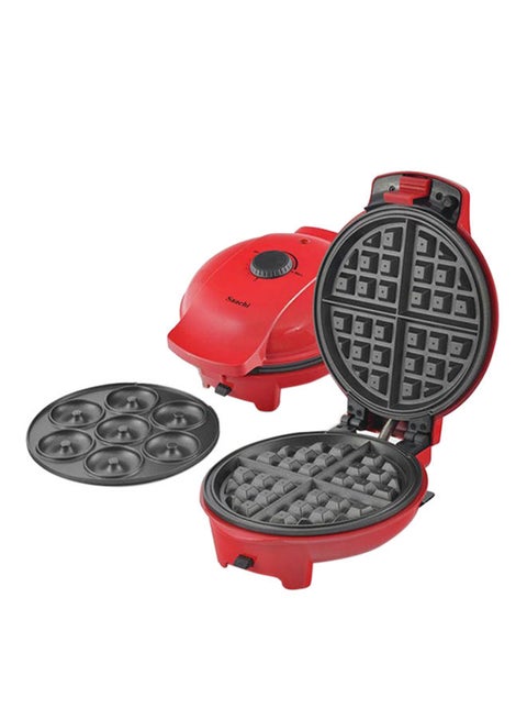 2-In-1 Non Stick Doughnut And Waffle Maker NL-2M-1545 Red