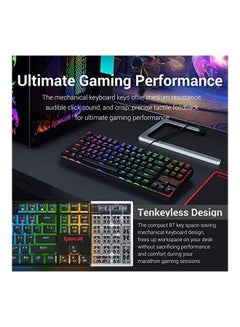 REDRAGON K552 Tenkeyless Wired Mechanical Gaming Keyboard and Mouse Combo, RGB LED Backlit, With Arrow Key, 7200 DPI Mouse, For Windows PC Gamers, English Layout, Black | K552-RGB-BA  - Image 4