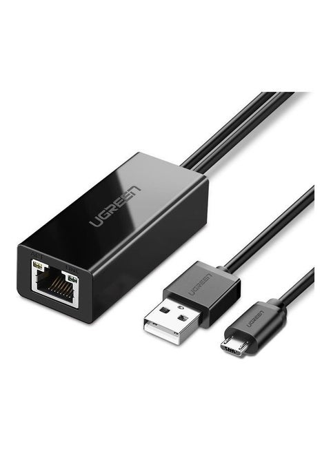 Micro USB To RJ45 LAN Ethernet Adapter For TV Sticks, Chromecast, Google Home Mini Black