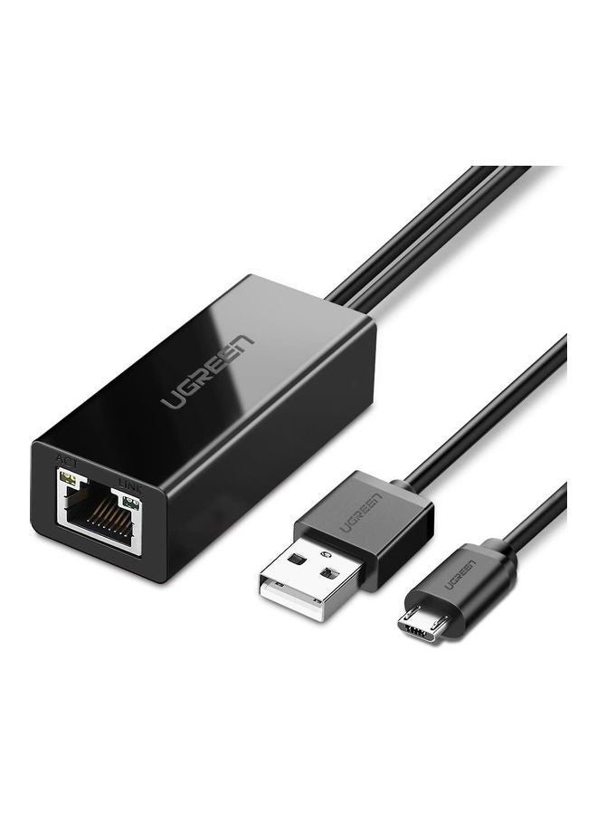 Ugreen - Micro USB To RJ45 LAN Ethernet Adapter For TV Sticks, Chromecast, Google Home Mini Black - Image 1