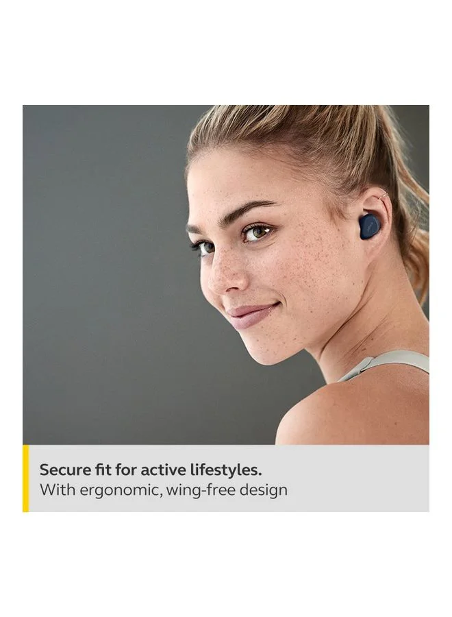 Jabra Elite 4 Active In-Ear Bluetooth Earbuds - True Wireless Ear Buds with Secure Active Fit, 4 built-in Microphones, Active Noise Cancellation and Adjustable HearThrough Technology Navy Blue