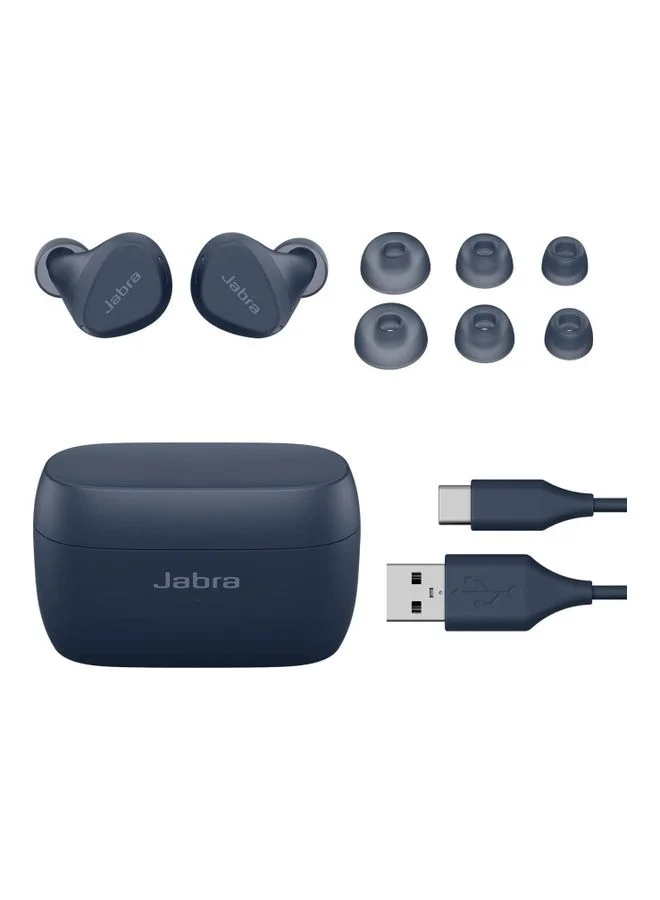 Jabra Elite 4 Active In-Ear Bluetooth Earbuds - True Wireless Ear Buds with Secure Active Fit, 4 built-in Microphones, Active Noise Cancellation and Adjustable HearThrough Technology Navy Blue