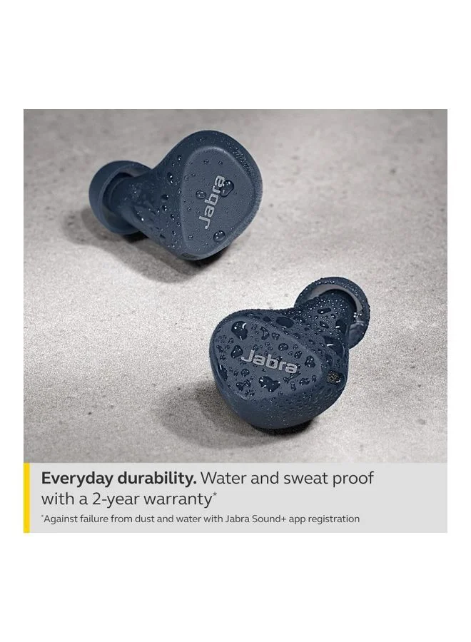 Jabra Elite 4 Active In-Ear Bluetooth Earbuds - True Wireless Ear Buds with Secure Active Fit, 4 built-in Microphones, Active Noise Cancellation and Adjustable HearThrough Technology Navy Blue