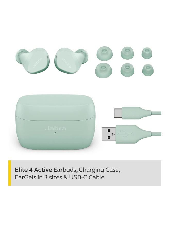 Elite 4 Active In-Ear Bluetooth Earbuds - True Wireless Ear Buds with Secure Active Fit, 4 built-in Microphones, Active Noise Cancellation and Adjustable HearThrough Technology Light Mint