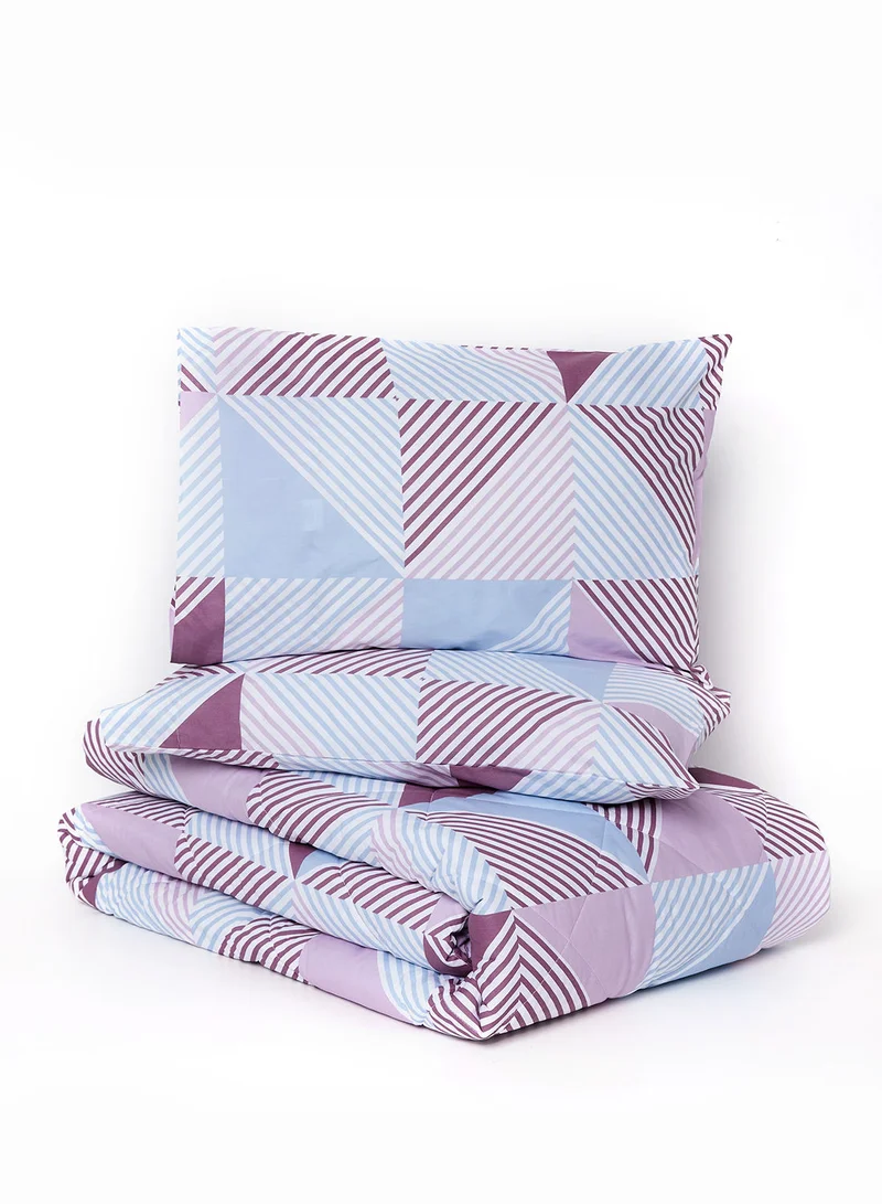 Noon East Comforter Set With Pillow Cover - For King/Super King Size Mattress - 100% Cotton Morgan Percale - Sleep Well Lightweight And Warm Bed Linen - Lavender 260X240cm + pillow cover 50X75cm