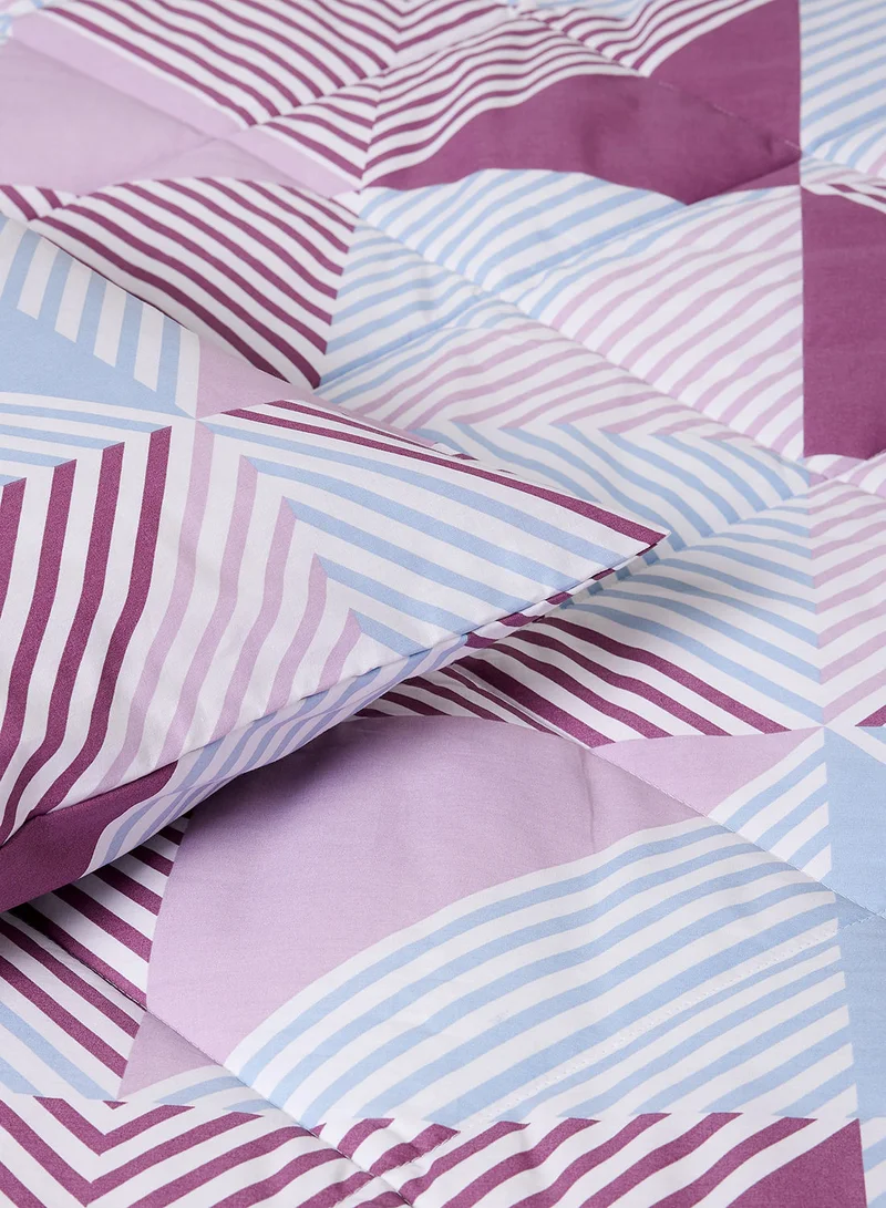 Noon East Comforter Set With Pillow Cover - For King/Super King Size Mattress - 100% Cotton Morgan Percale - Sleep Well Lightweight And Warm Bed Linen - Lavender 260X240cm + pillow cover 50X75cm