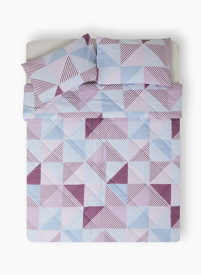 Noon East Comforter Set With Pillow Cover - For King/Super King Size Mattress - 100% Cotton Morgan Percale - Sleep Well Lightweight And Warm Bed Linen - Lavender 260X240cm + pillow cover 50X75cm