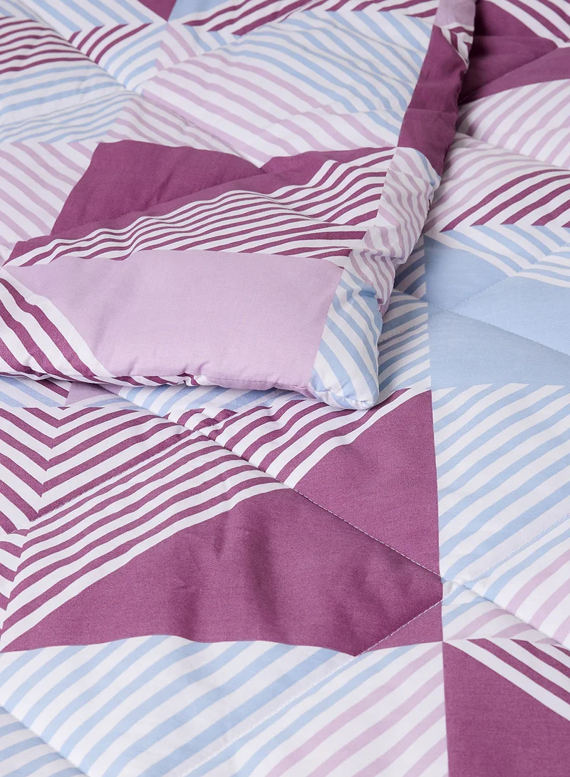 Noon East Comforter Set With Pillow Cover - For King/Super King Size Mattress - 100% Cotton Morgan Percale - Sleep Well Lightweight And Warm Bed Linen - Lavender 260X240cm + pillow cover 50X75cm