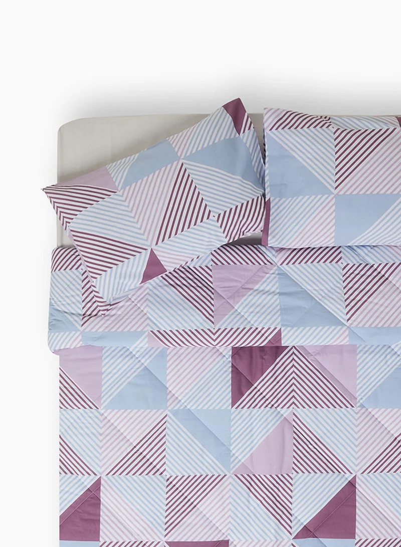 Noon East Comforter Set With Pillow Cover - For King/Super King Size Mattress - 100% Cotton Morgan Percale - Sleep Well Lightweight And Warm Bed Linen - Lavender 260X240cm + pillow cover 50X75cm