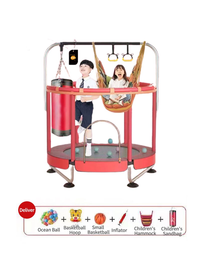 Kidle Trampoline With Basketball Hoop, Hammock, Sandbag And Ocean Balls  - Image 1