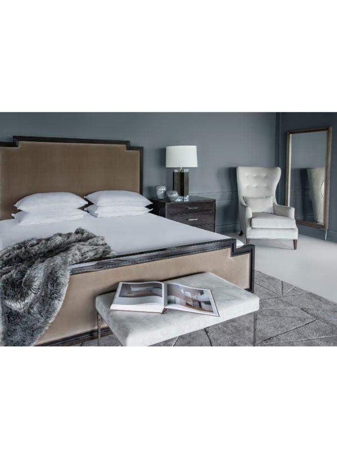 ebb & flow Bedroom Makeup Vanity Luxurious - Bench - Grey/Nickel Serra Collection Wood - Dresser For Hairstyle Bedside Table Bench - Bench - Grey/Nickel 91x48x46cm - Image 3