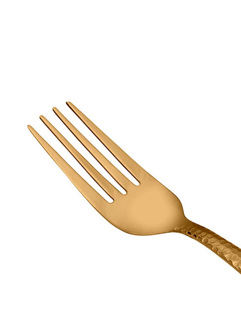 Amal - 4 Piece Forks Set - Made Of Stainless Steel - Silverware Flatware - Fork Set - Serves 4 - Design Gold Aster Gold Aster 4 Pc Fork - Image 1