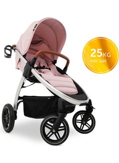 hauck Uptown Pushchair, Melange Rose Stroller For All Terrains, Extra Large Seat, Lie - Flat Position, Rubber Wheels, Suspension, Compact And Easy Fold, With Raincover  - Image 2