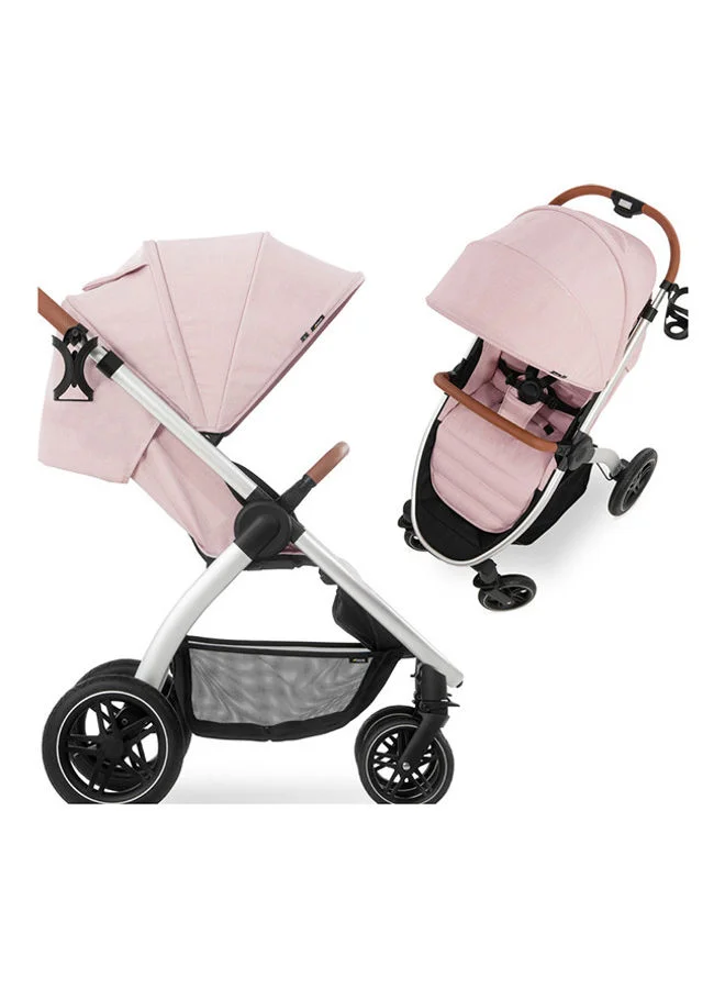 hauck Uptown Pushchair, Melange Rose Stroller For All Terrains, Extra Large Seat, Lie - Flat Position, Rubber Wheels, Suspension, Compact And Easy Fold, With Raincover