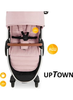 hauck Uptown Pushchair, Melange Rose Stroller For All Terrains, Extra Large Seat, Lie - Flat Position, Rubber Wheels, Suspension, Compact And Easy Fold, With Raincover  - Image 5